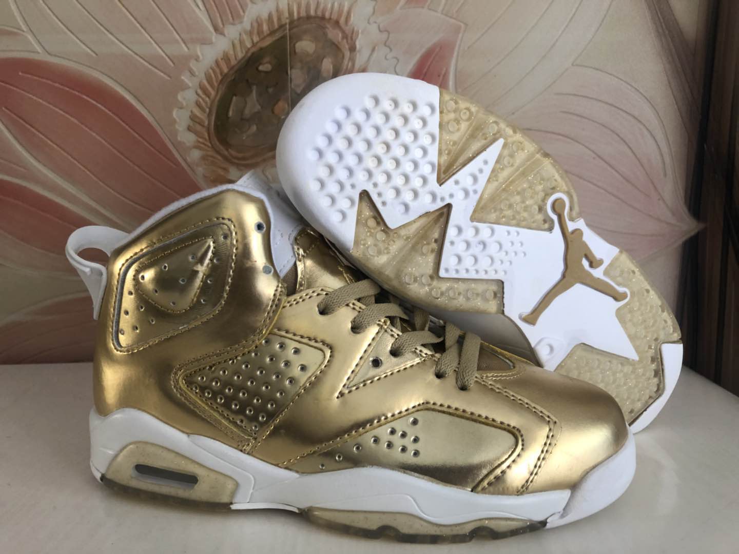 Women Air Jordan 6 Gloden Shoes - Click Image to Close