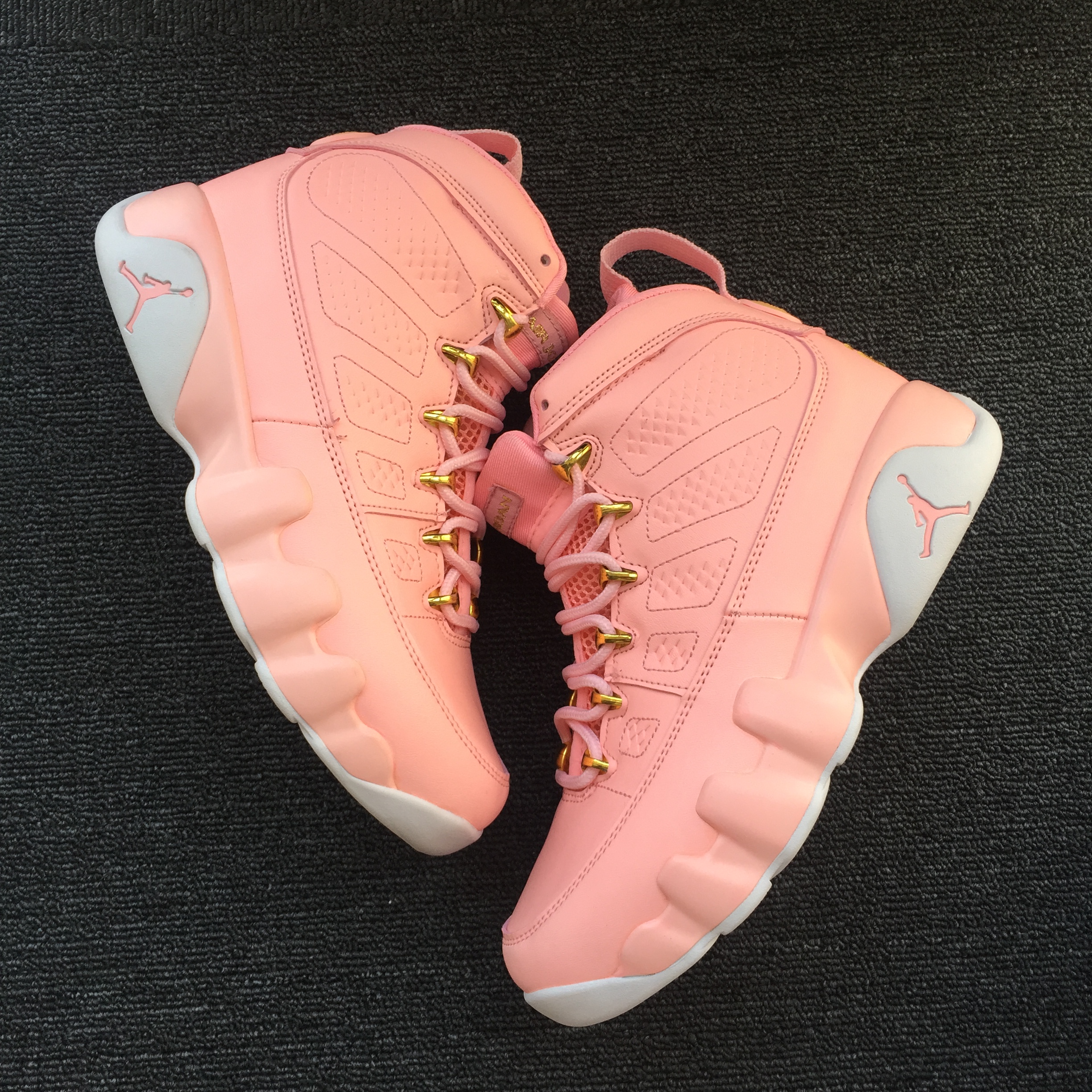 2017 Women Jordan 9 Retro Pink Red White Shoes - Click Image to Close