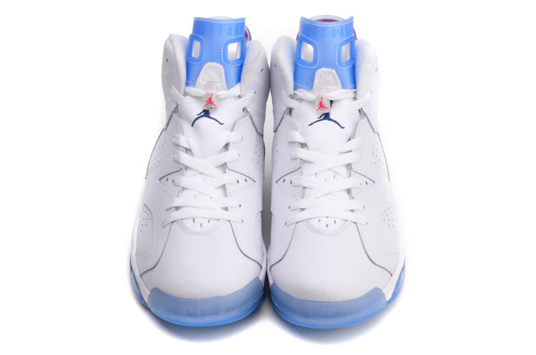 Women Air Jordan Retro 6 White Light Blue Shoes