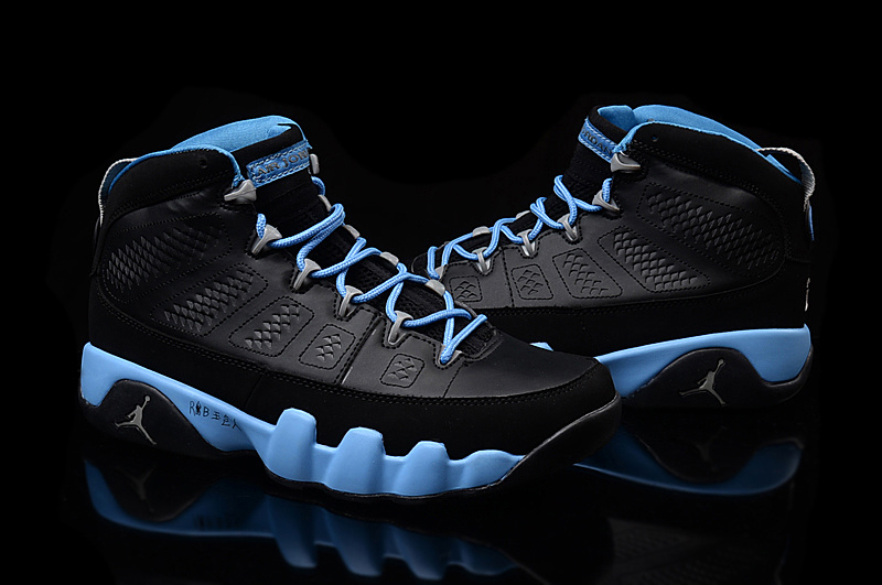 2016 Women Air Jordan 9 Black Blue Shoes