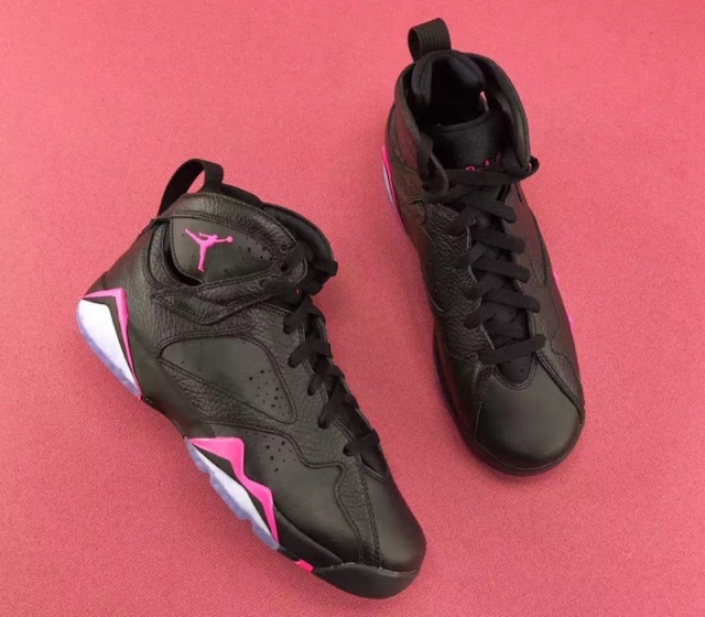 Women Jordans 7 Hyper Pink Black Shoes