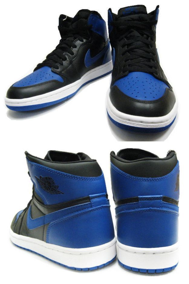 Authentic Air Jordan 1 Black Royal Blue White Shoes