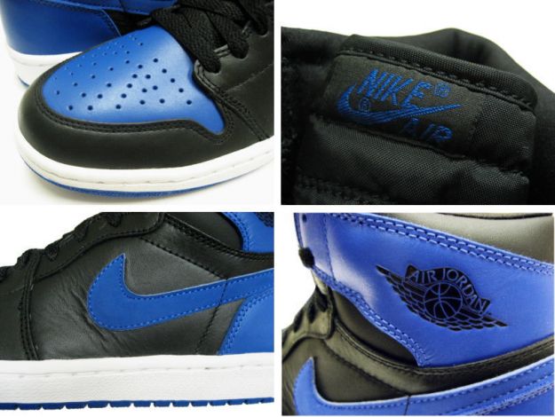 Authentic Air Jordan 1 Black Royal Blue White Shoes