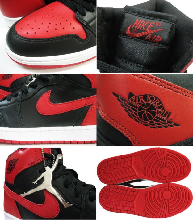 Authentic Air Jordan 1 Black Varsity Red White Shoes