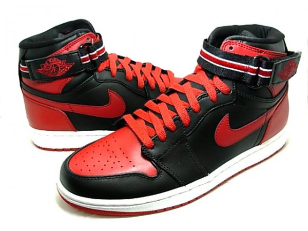 Authentic Air Jordan 1 High Strap Lack Varsity Red White Shoes - Click Image to Close