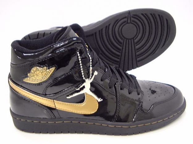 Authentic Air Jordan 1 Retro Black Metallic Gold Shoes - Click Image to Close