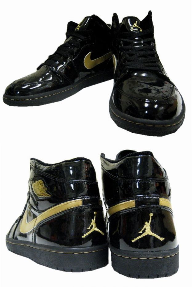 Authentic Air Jordan 1 Retro Black Metallic Gold Shoes