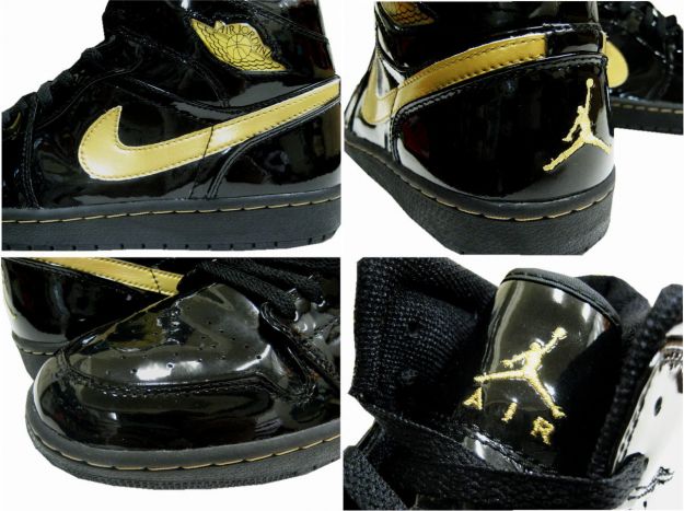 Authentic Air Jordan 1 Retro Black Metallic Gold Shoes