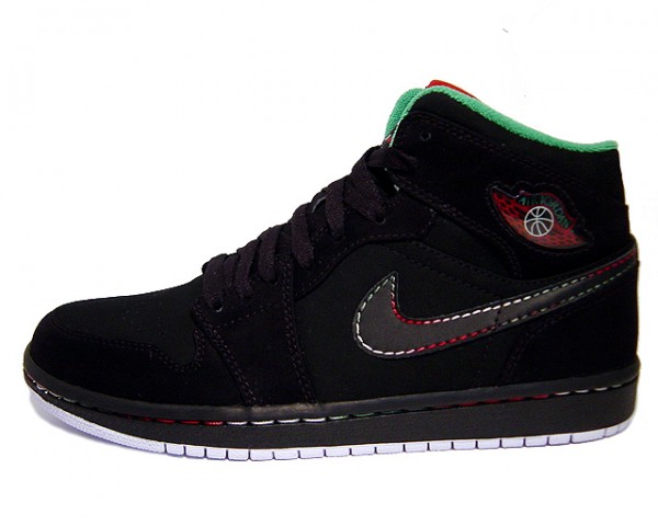 Authentic Air Jordan 1 Retro Black White Classic Green Varsity Red Shoes - Click Image to Close