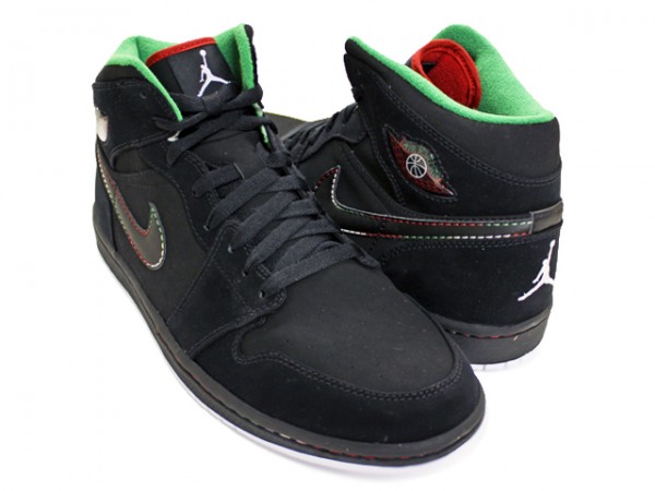 Authentic Air Jordan 1 Retro Black White Classic Green Varsity Red Shoes - Click Image to Close