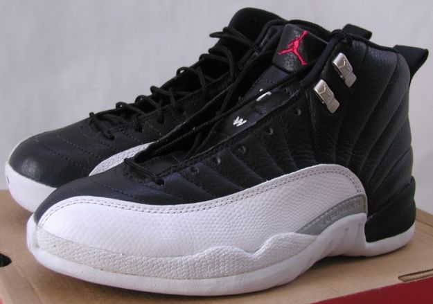 air jordan 12 original playoffs black varsity red white metallic silver shoes