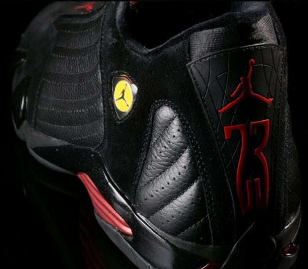 Original Air Jordan 14 Final Last Shot Black Varsity Red Shoes