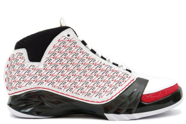 original air jordan 23 all stars white black varsity red shoes