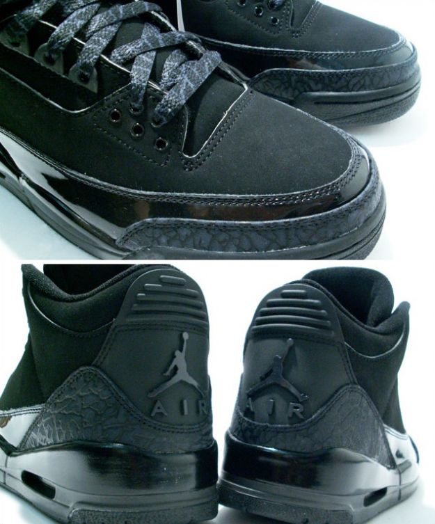 Authentic Air Jordan 3 Retro All Black Cat Charcoal Shoes - Click Image to Close