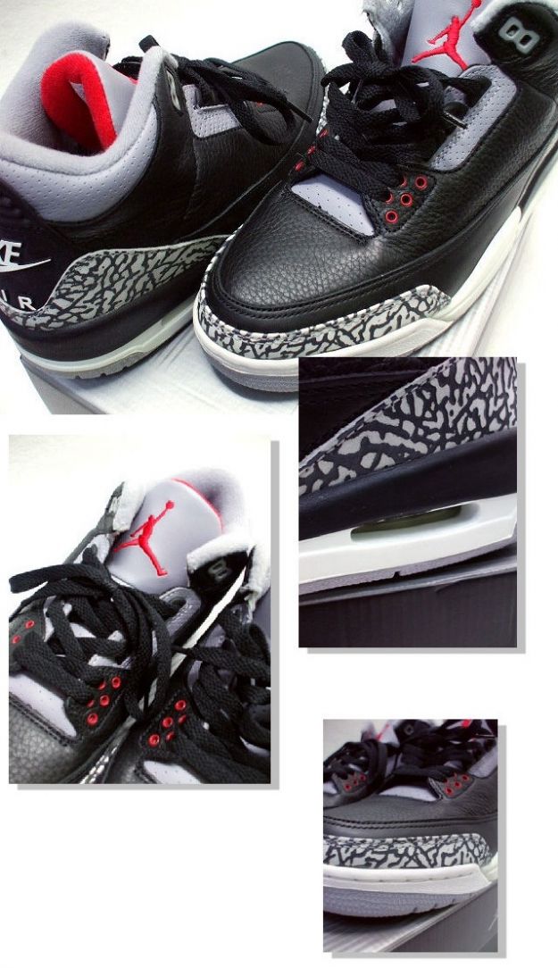 Authentic Air Jordan 3 Retro Black Cement Grey Shoes - Click Image to Close