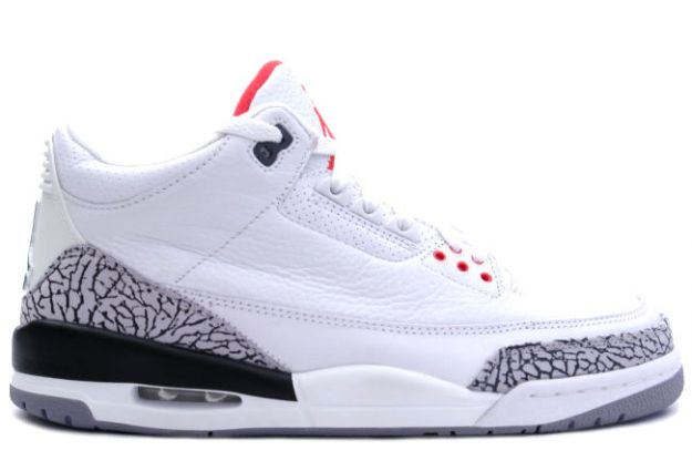 Authentic Air Jordan 3 Retro White Cement Grey Fire Red Shoes - Click Image to Close