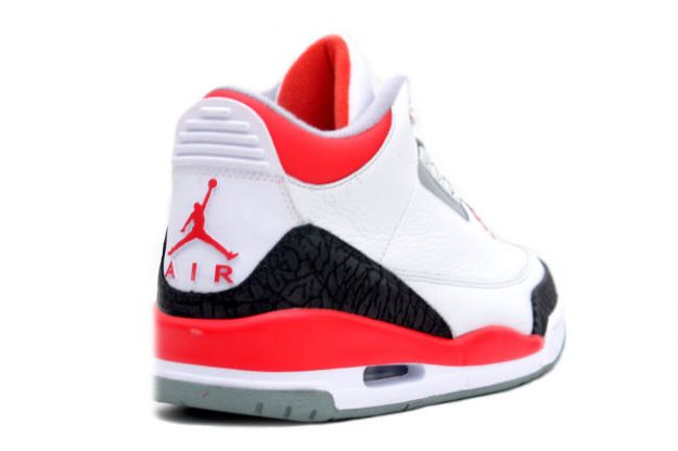 Authentic Air Jordan 3 White Fire Red Cement Grey Shoes - Click Image to Close