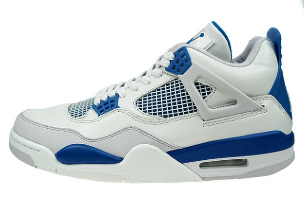 air jordan 4 retro white military blue neutral grey shoes for sale online - Click Image to Close