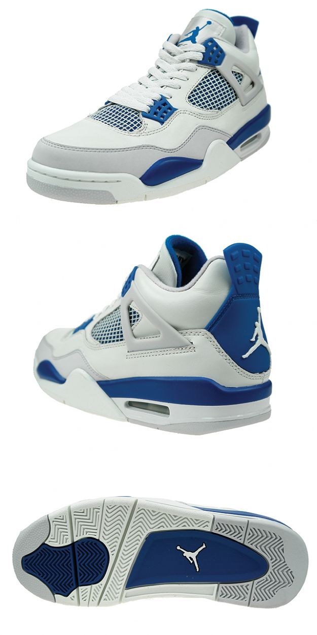 air jordan 4 retro white military blue neutral grey shoes for sale online