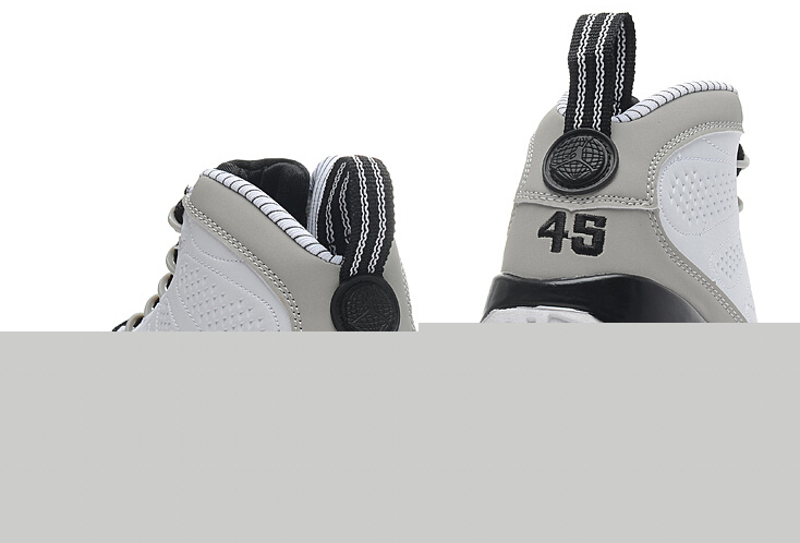 new grey white jordan 9 with number 45 on back